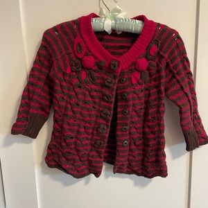 anthropologie moth pink and brown stripe knit cardigan